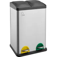 Svita TC2X20 Kücheneimer Office 40L Trennmülleimer Mülltrennung Edelstahl Silber