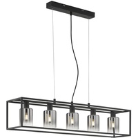 Fischer & Honsel Pendelleuchte Iska | sandschwarz| Glas| rauchfarben