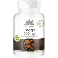 Herba direkt Chaga 650 mg - 100 Kapseln Vitalpilz-Pulver
