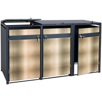 MCW 3er Mülltonnenverkleidung MCW-J82, Mülltonnenbox, erweiterbar, Metall 80kg, anthrazit