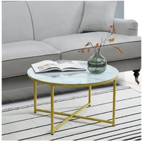 [en.casa] Couchtisch Uppvidinge 45x80cm Marmor, weiß / Gold