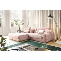 KAWOLA Sofa LANA Ecksofa Cord rosa Recamiere links -