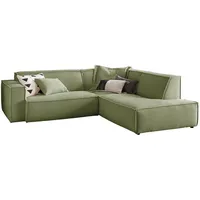 KAWOLA Sofa SAMU Ecksofa Cord olivgrün Recamiere rechts -