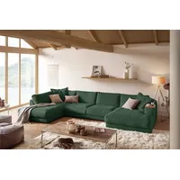 KAWOLA Sofa MADELINE Wohnlandschaft U-Form Cord smaragd