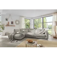 KAWOLA Ecksofa Madeline Cord Recamiere links steingrau