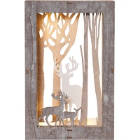 EGLO LED Weihnachtsdeko, rechteckige Weihnachts-Silhouette mit Wald-Motiv, Winterlandschaft mit