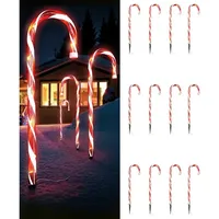 Mojawo 12er Set LED-Gartenleuchtstäbe Zuckerstange Weihnachtsbeleuchtung - Weiß