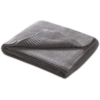 Wometo Babydecke Strickdecke oekoTex Wolle-Look - grau hellgrau 70x100