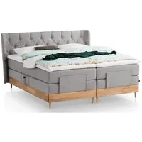 Belanoti Boxspringbett Hellgrau, Echtholz,Eiche, 7-Zonen, 180x200 cm, Schlafzimmer, Betten,