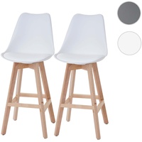 Mendler 2er-Set Barhocker Malmö T501, Retro Design weiß, Sitzfläche