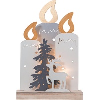EGLO Bseical LED Weihnachtsdeko Holz,LED-Säule Weihnachten,Dekosäule,Kerzen,Lichterkette,Winterlandschaft Tisch Deko,Weihnachts-Silhouette Kerzen