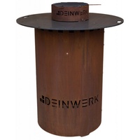 DEINWERK Grillfass-Set Grilltonne aus Corten ø 90cm mit Plancha,