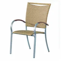 INKOSPOR Inko Stapelsessel New York Alu silber/Geflecht natur/Teak Stapelstuhl
