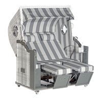 SonnenPartner - Strandkorb Classic 2-Sitzer xl Halbliegemodell white-washed/grau mit