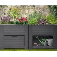 Dynamic24 Hochbeet Garten Schrank 400L Frühbeet Kräuterbeet Pflanzkasten Pflanztisch