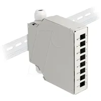 DeLock LWL Verteilerbox, 8-Port, Hutschiene, grau