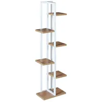 [en.casa] Pflanzenregal, Walnuss, Weiß, Holzwerkstoff, Metall, 34x120x21 cm, Wohnzimmer,