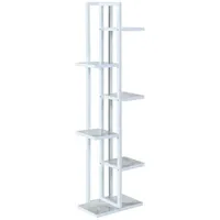 [en.casa] Pflanzenregal, Weiß Hochglanz, Holzwerkstoff, Metall, Marmor Optik, 34x120x21