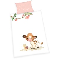 Herding 2685231063 - babybest® Bettwäsche-Set, Süßes Kälbchen, Baumwolle/Flanell, 40x60/100x135