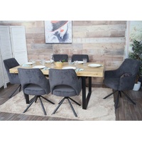 Mendler 6er-Set Esszimmerstuhl HWC-K30, Küchenstuhl Lehnstuhl, drehbar Auto-Position, Stoff/Textil