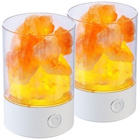 Lunartec 2er-Set RGB-LED-Tischleuchten: 7 Farben, natürliche Salzkristalle, 3 W