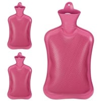 Relaxdays 3 x Wärmflasche 2 Liter pink