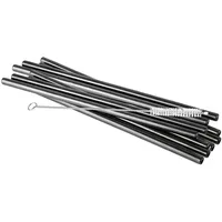 APS Trinkhalme Edelstahl, 10er-Set, inkl. Reinigungsbürste, Ø 8 mm,