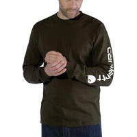 CARHARTT Logo Langarmshirt, grün, Größe S