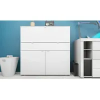 Borchardt Möbel Sekretär Computertisch Büro Schrank Schreibtisch Weiß matt),