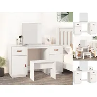 VidaXL Schminktisch mit Spiegel Weiß Massivholz Kiefer