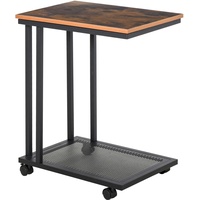 Homcom Beistelltisch Schwarz, Walnuss B/H/T: ca. 51x65x36 cm, Wohnzimmer,