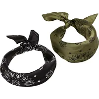 URBAN CLASSICS Unisex Satijnen 2-pack Bandana Blk/Olive, Einheitsgröße EU