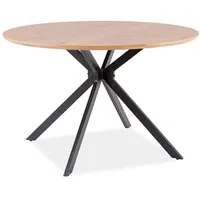 Feldmann-Wohnen Esstisch Küchentisch Aster 120x120cm Eiche Schwarz, Holz, Rund,Rund,