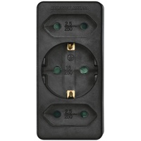 Hama Steckdosenadapter 3-fach 1x Schutzkontakt, 2x Euro, Schwarz (00223216)