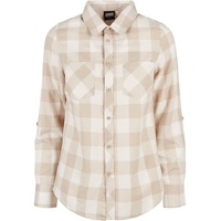 URBAN CLASSICS Turnup Checked Flanell Shirt in Beige, Größe