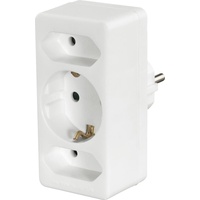 Hama Adapterstecker, 1x Euro, 2x Schuko, 3-fach, weiß