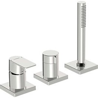 Hansa Hansastela Fertigmontageset 57319473 chrom, Dreiloch-Wannenfüll- und Brausearmatur, Drehumsteller,