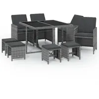 VidaXL Garten-Essgruppe 9-tlg. Grau