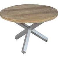 SAM Outillage Esszimmertisch rund 130 cm Mangoholz Natur Silber