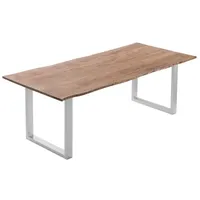 Möbelliebling Esstisch Baumkante massiv Akazie stonefarben 220 x 100