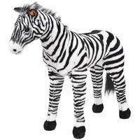 VidaXL Plüschtier Zebra Stehend Plüsch Schwarz und Weiß XXL