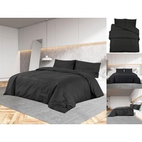 VidaXL Bettwäsche-Set Schwarz 155x220 cm Leichte Mikrofaser