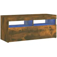 VidaXL TV-Schrank mit LED-Leuchten Räuchereiche 90x35x40 cm