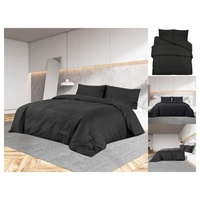 VidaXL Bettwäsche-Set Schwarz 200x200 cm Baumwolle