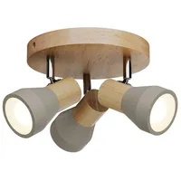 LINDBY Strahler Filiz, 3-flg., Ø 20 cm, Holz, Beton,