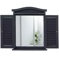 Mendler Wandspiegel Spiegelfenster mit Fensterläden 53x42x5cm - dunkelgrau