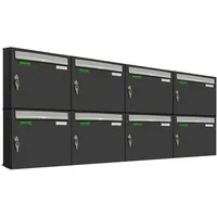 AL Briefkastensysteme Basic 8er Briefkasten RAL 7016 Anthrazit inkl.