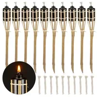 Relaxdays 10er Set Gartenfackeln Bambus Hellbraun,Schwarz