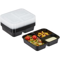 Relaxdays Meal Prep Boxen, 10er Set, 3 Fächer, 1000