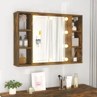 VidaXL Spiegelschrank mit LED Räuchereiche 76x15x55 cm